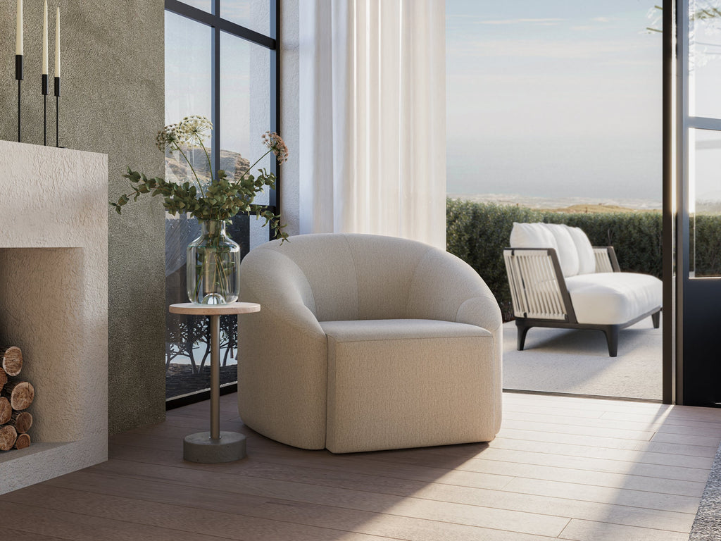 Jersey Lounge Chair - Textured Cream Fabric