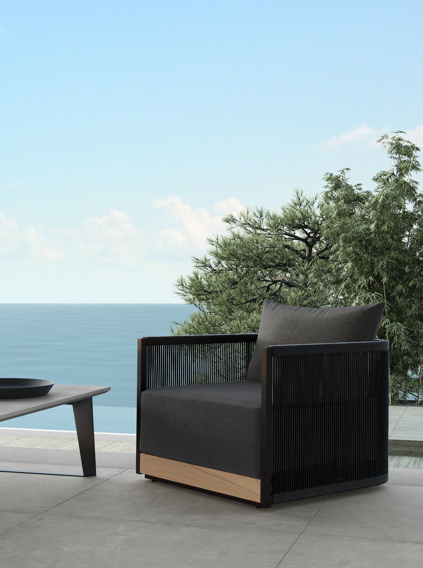 Clifton Outdoor Lounge Chair - Peppercorn Fabric