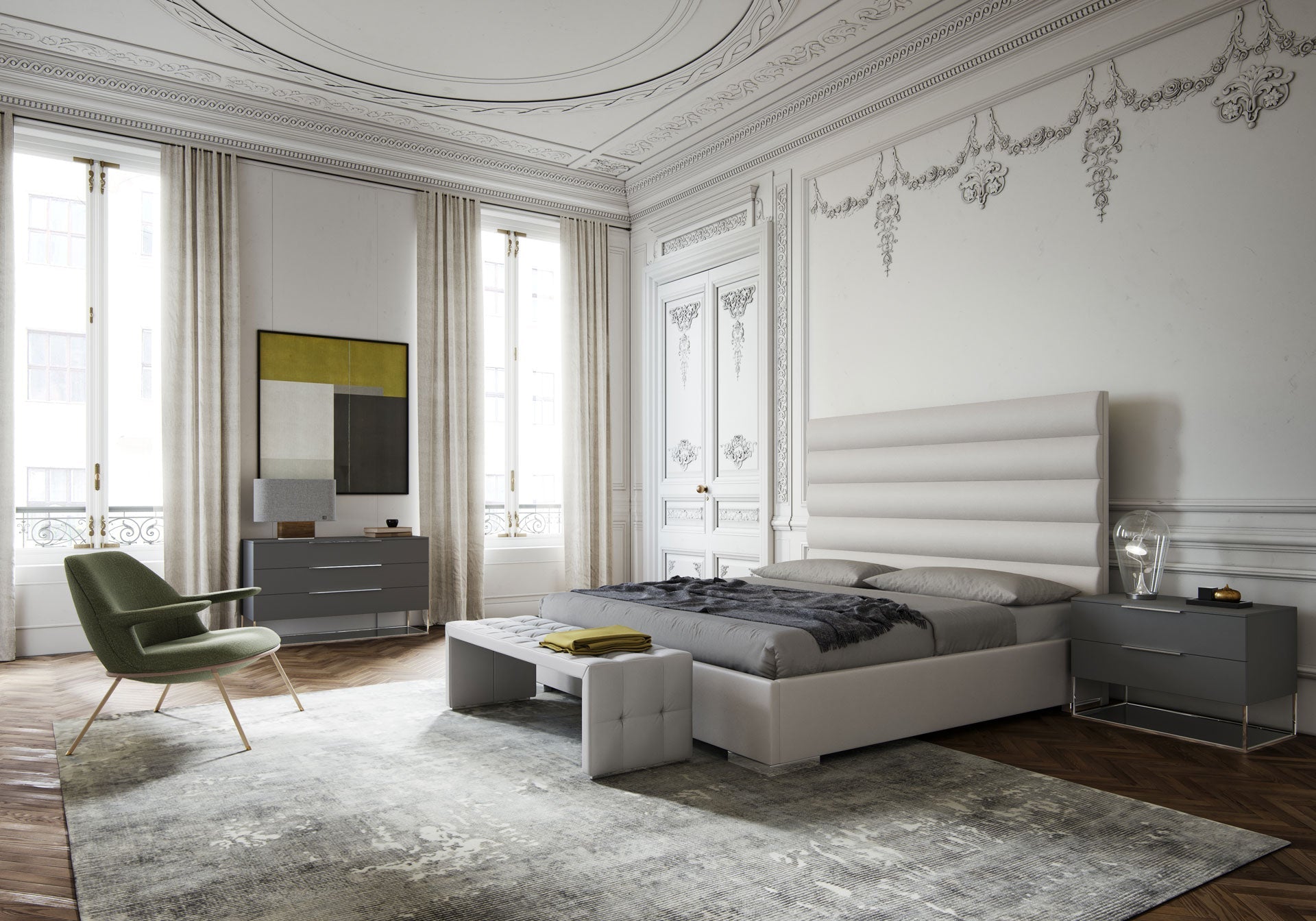 Prince Bed - Granite Eco Leather