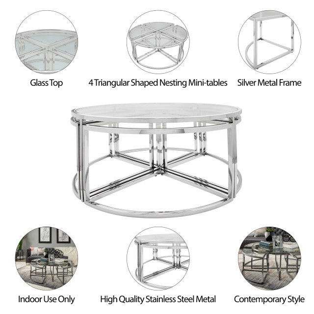 METAL PULL OUT COFFEE TABLE, GOLD