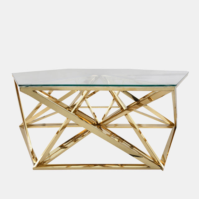 Metal Hexagon Coffee Table, Gold 2boxes
