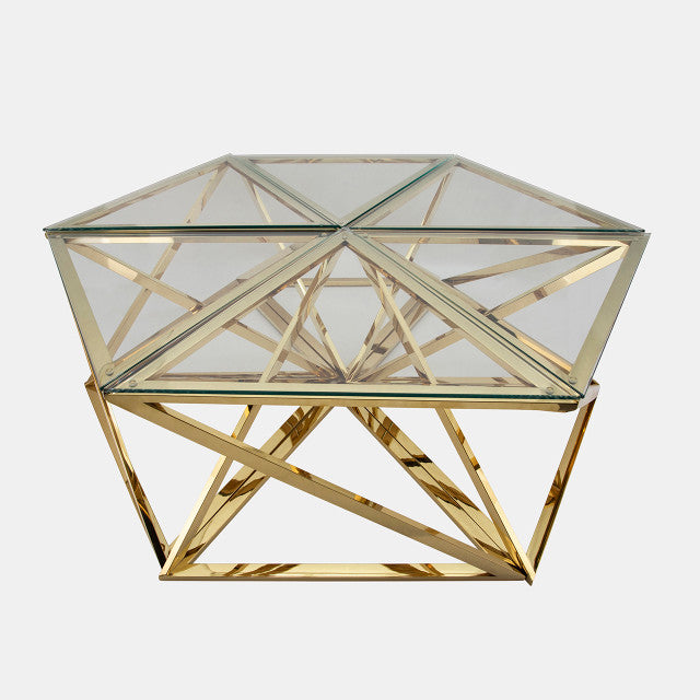 Metal Hexagon Coffee Table, Gold 2boxes