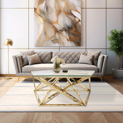 Metal Hexagon Coffee Table, Gold 2boxes