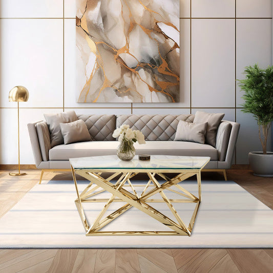 Metal Hexagon Coffee Table, Gold 2boxes