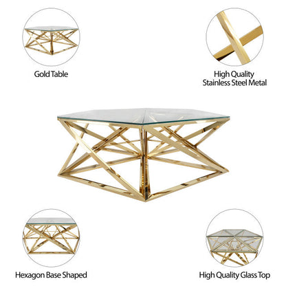 Metal Hexagon Coffee Table, Gold 2boxes
