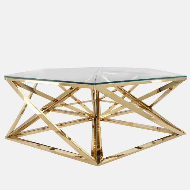 Metal Hexagon Coffee Table, Gold 2boxes