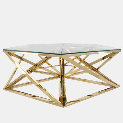 Metal Hexagon Coffee Table, Gold 2boxes