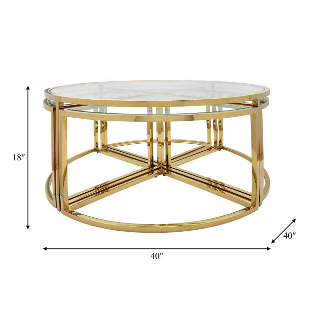 METAL PULL OUT COFFEE TABLE, GOLD