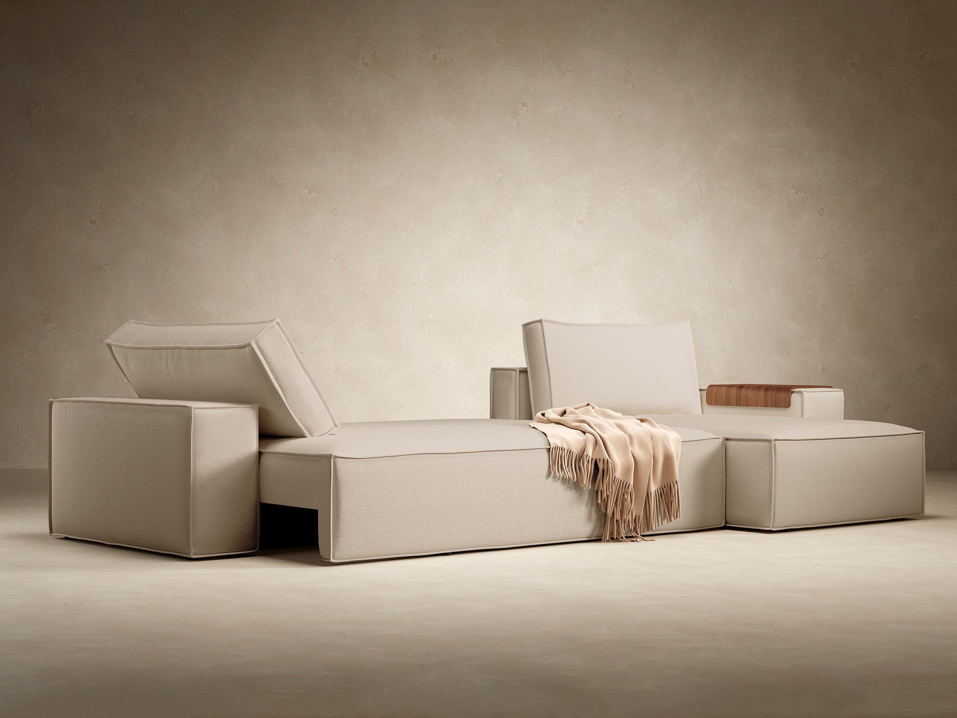 Newilla Wide Arms Sectional Sofa Bed