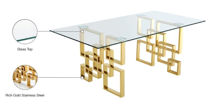 GLASS TOP GOLD LEGS TABLE